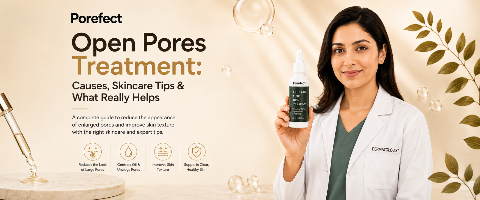 Open pores treatment for visible pores on the face
