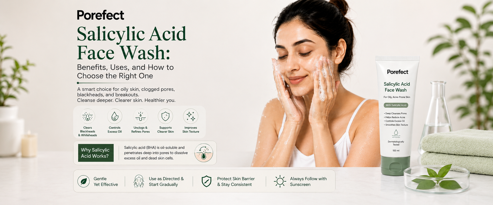 Salicylic acid face wash for oily and acne-prone skin