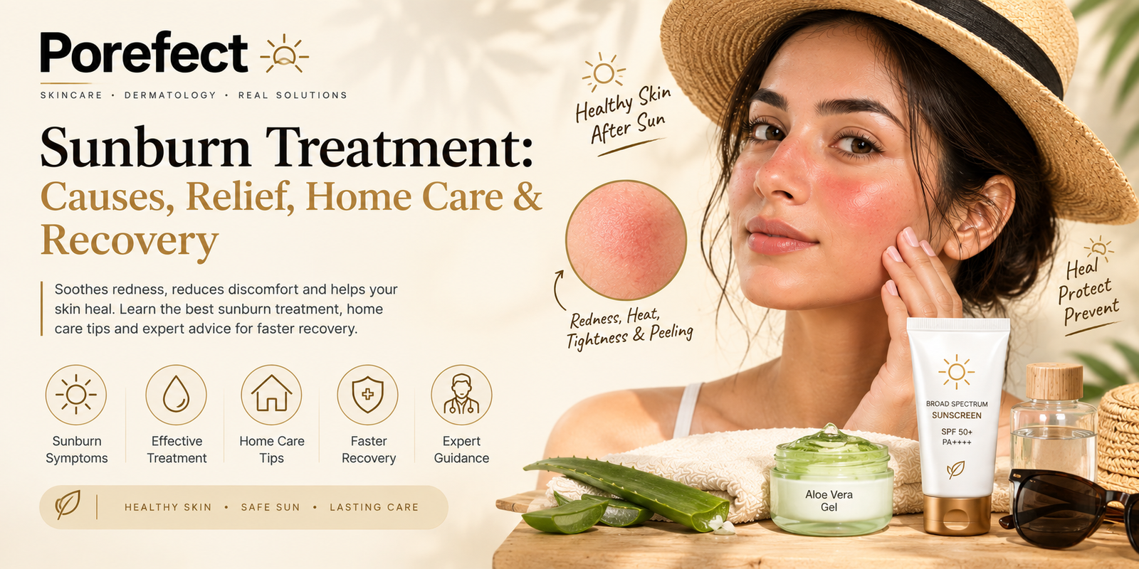 sunburn treatment and relief for damaged skin